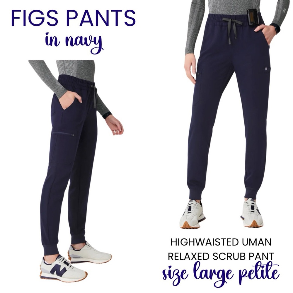FIGS Women’s High Waisted Uman Relaxed Jogger Size LP Large Petite Navy
